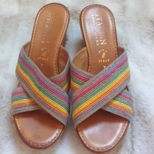 Rainbow colors stretch wedge. Gently worn and in great condition.#30
